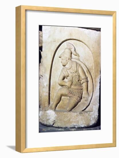 Etruscan Soldier wearing early Chain Mail, Sarcophagus, Chiusi, c3rd century BC-2nd Century BC-Unknown-Framed Giclee Print