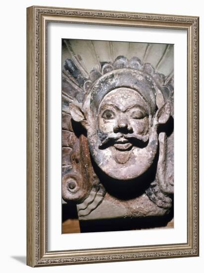 Etruscan Terracotta Antefix, Head of Silenus, from sanctuary of Portonaccio, 6th-5th century BC-Unknown-Framed Giclee Print