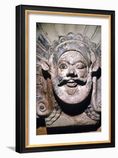 Etruscan Terracotta Antefix, Head of Silenus, from sanctuary of Portonaccio, 6th-5th century BC-Unknown-Framed Giclee Print