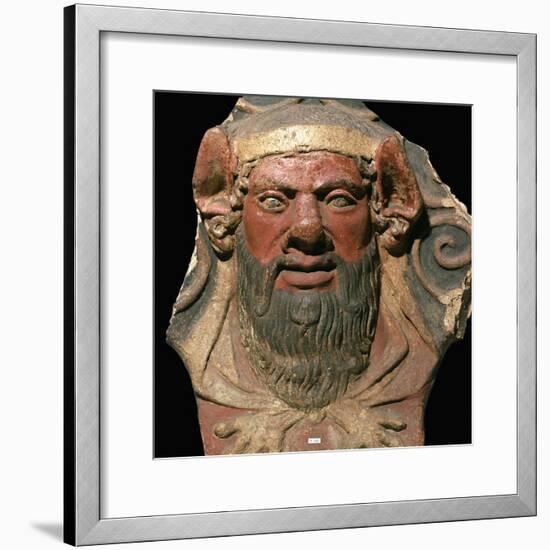 Etruscan terracotta head of a satyr-Unknown-Framed Giclee Print