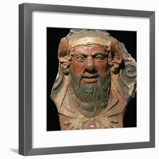 Etruscan terracotta head of a satyr-Unknown-Framed Giclee Print