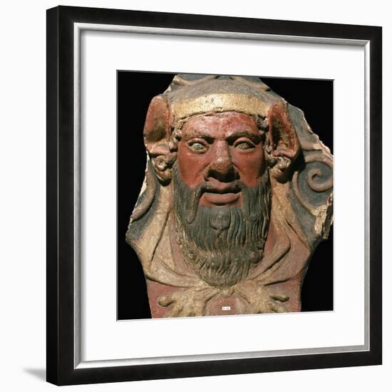 Etruscan terracotta head of a satyr-Unknown-Framed Giclee Print