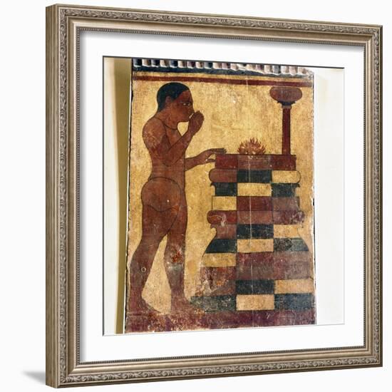 Etruscan Tomb-Painting of Man at Altar from Caere, late 6th century BC-Unknown-Framed Giclee Print