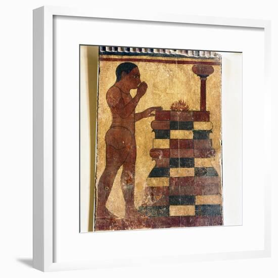 Etruscan Tomb-Painting of Man at Altar from Caere, late 6th century BC-Unknown-Framed Giclee Print