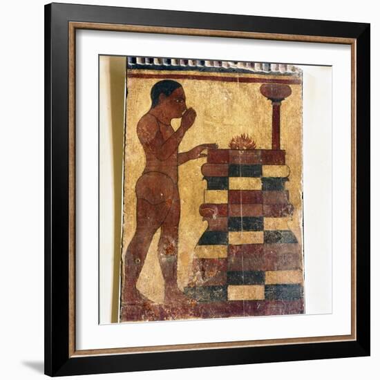 Etruscan Tomb-Painting of Man at Altar from Caere, late 6th century BC-Unknown-Framed Giclee Print