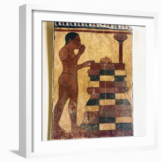 Etruscan Tomb-Painting of Man at Altar from Caere, late 6th century BC-Unknown-Framed Giclee Print