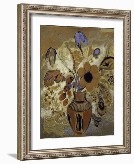 Etruscan Vase with Flowers, 1900-10-Odilon Redon-Framed Giclee Print