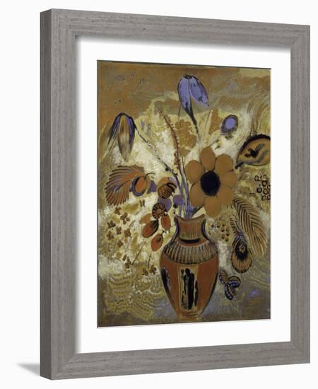 Etruscan Vase with Flowers, 1900-10-Odilon Redon-Framed Giclee Print