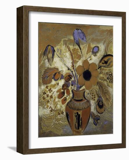 Etruscan Vase with Flowers, 1900-10-Odilon Redon-Framed Giclee Print