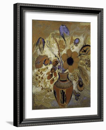 Etruscan Vase with Flowers, 1900-10-Odilon Redon-Framed Giclee Print