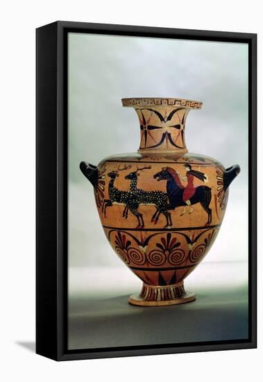 Etrusco-Ionian Black-Figure Hydria Depicting a Hunting Scene, from Cerveteri, circa 540-530 BC-null-Framed Premier Image Canvas