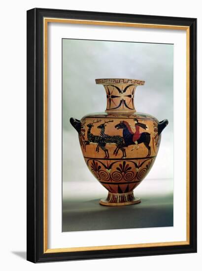 Etrusco-Ionian Black-Figure Hydria Depicting a Hunting Scene, from Cerveteri, circa 540-530 BC-null-Framed Giclee Print