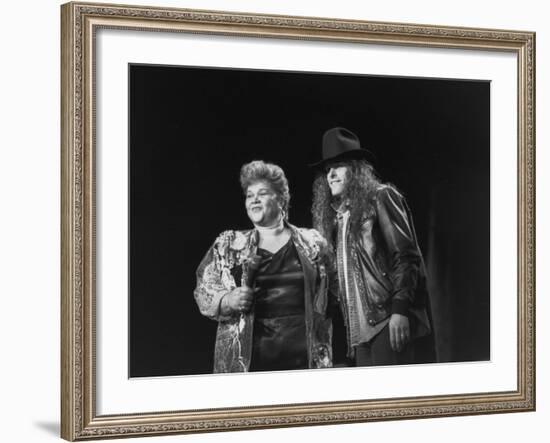 Etta James Performing with Ted Nugent on Stage at Country-Rock Crossover Concert in the Silverdome-Albert Ferreira-Framed Premium Photographic Print