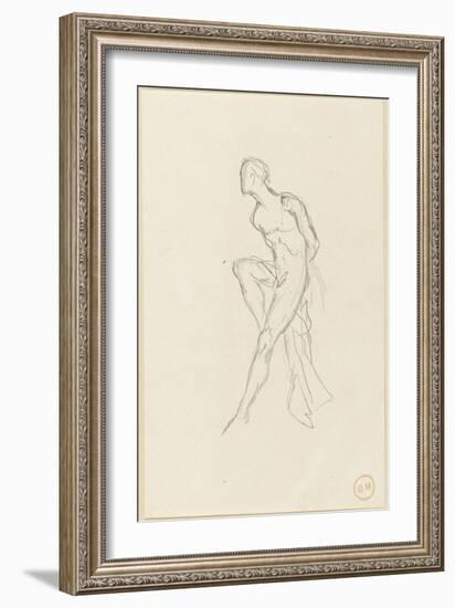 Etude d'homme nu assis et draperie pour Prométhée-Gustave Moreau-Framed Giclee Print