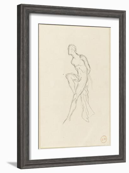 Etude d'homme nu assis et draperie pour Prométhée-Gustave Moreau-Framed Giclee Print