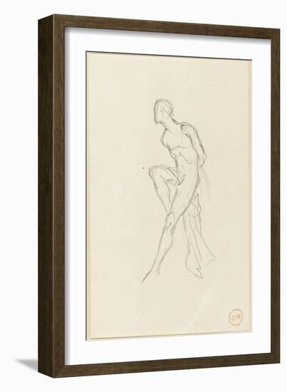 Etude d'homme nu assis et draperie pour Prométhée-Gustave Moreau-Framed Giclee Print