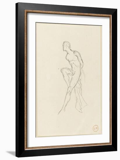 Etude d'homme nu assis et draperie pour Prométhée-Gustave Moreau-Framed Giclee Print