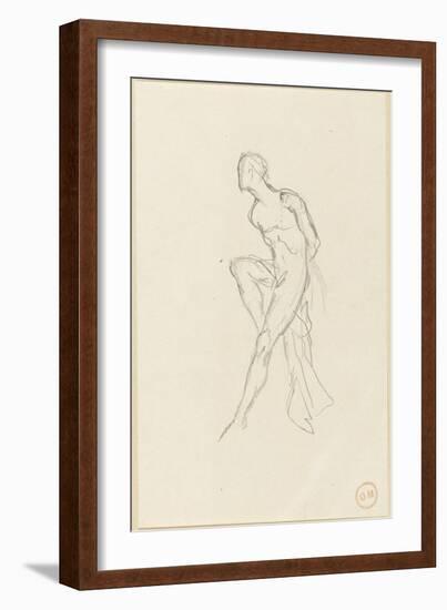 Etude d'homme nu assis et draperie pour Prométhée-Gustave Moreau-Framed Giclee Print