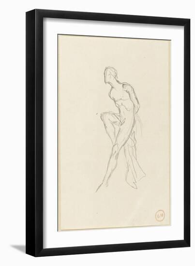 Etude d'homme nu assis et draperie pour Prométhée-Gustave Moreau-Framed Giclee Print