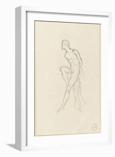 Etude d'homme nu assis et draperie pour Prométhée-Gustave Moreau-Framed Giclee Print