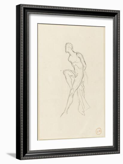 Etude d'homme nu assis et draperie pour Prométhée-Gustave Moreau-Framed Giclee Print