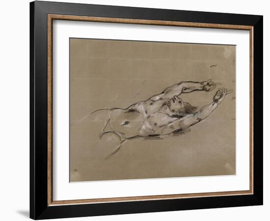 Etude d'homme nu renversé en arrière; étude pour le damné de gauche de "La-Eugene Delacroix-Framed Giclee Print