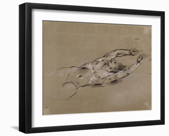 Etude d'homme nu renversé en arrière; étude pour le damné de gauche de "La-Eugene Delacroix-Framed Giclee Print