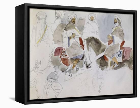 Etude de cavaliers arabes-Eugene Delacroix-Framed Premier Image Canvas