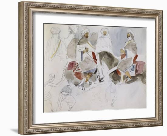 Etude de cavaliers arabes-Eugene Delacroix-Framed Giclee Print