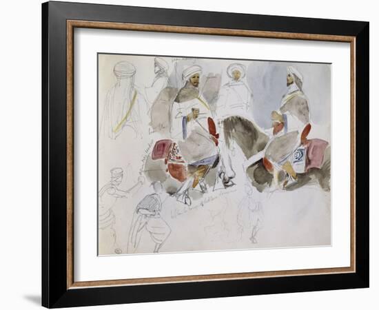 Etude de cavaliers arabes-Eugene Delacroix-Framed Giclee Print