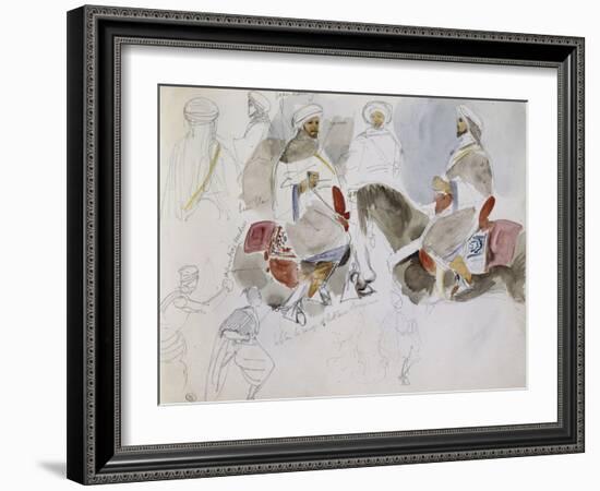 Etude de cavaliers arabes-Eugene Delacroix-Framed Giclee Print