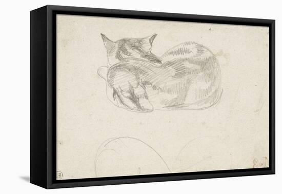 Etude de chat couché vu de dos-Eugene Delacroix-Framed Premier Image Canvas