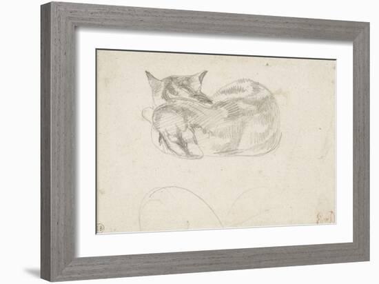 Etude de chat couché vu de dos-Eugene Delacroix-Framed Giclee Print