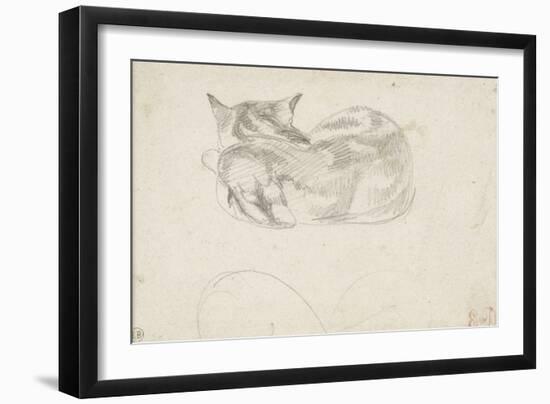 Etude de chat couché vu de dos-Eugene Delacroix-Framed Giclee Print