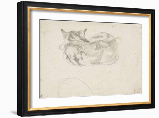 Etude de chat couché vu de dos-Eugene Delacroix-Framed Giclee Print