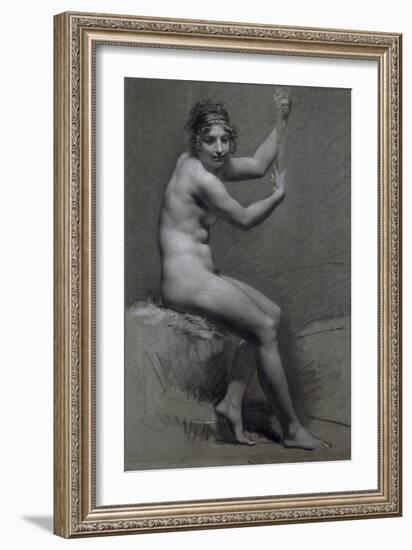 Etude de femme assise à droite, les bras levés-Pierre Paul Prud'hon-Framed Giclee Print