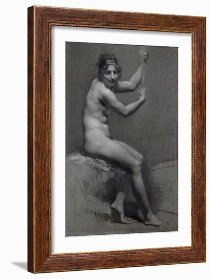 Etude de femme assise à droite, les bras levés-Pierre Paul Prud'hon-Framed Giclee Print