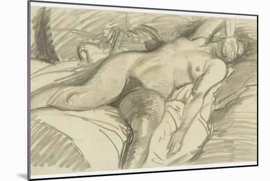 Etude de femme nue, couchée sur un lit cachant le visage de sa main droite-Théophile Alexandre Steinlen-Mounted Giclee Print