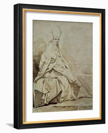 Etude De Figure Drapee Vetue D'Un Costume Ecclesiastique-Jean-Honoré Fragonard-Framed Giclee Print