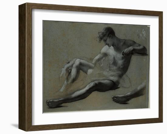 Etude de jeune homme pour 'Le Rêve du bonheur'-Pierre Paul Prud'hon-Framed Giclee Print