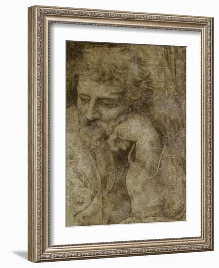 Etude de la tête de saint Joseph, pour la Sainte Famille de François Ier-Raffaello Sanzio-Framed Giclee Print