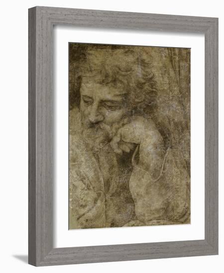 Etude de la tête de saint Joseph, pour la Sainte Famille de François Ier-Raffaello Sanzio-Framed Giclee Print