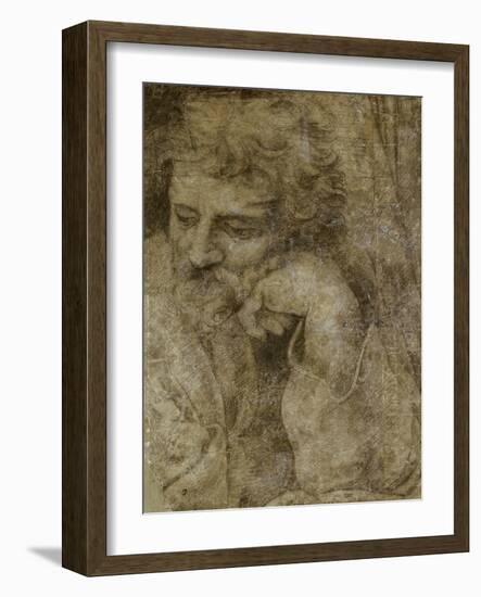 Etude de la tête de saint Joseph, pour la Sainte Famille de François Ier-Raffaello Sanzio-Framed Giclee Print