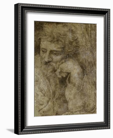 Etude de la tête de saint Joseph, pour la Sainte Famille de François Ier-Raffaello Sanzio-Framed Giclee Print