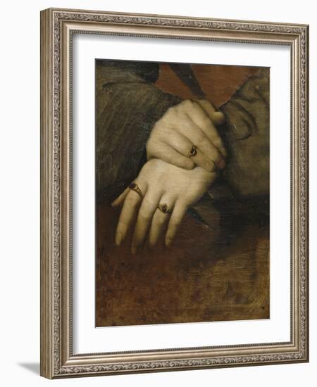 Etude de mains de femme (d'après le portrait de Maddalena Doni de Raphaël)-Jean-Auguste-Dominique Ingres-Framed Giclee Print