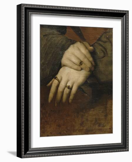 Etude de mains de femme (d'après le portrait de Maddalena Doni de Raphaël)-Jean-Auguste-Dominique Ingres-Framed Giclee Print