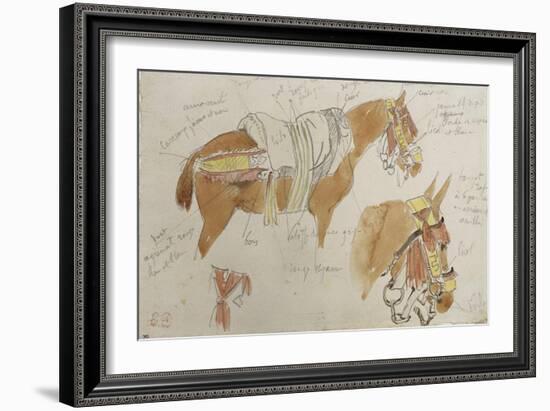 Etude de mule harnachée; 1832-Eugene Delacroix-Framed Giclee Print