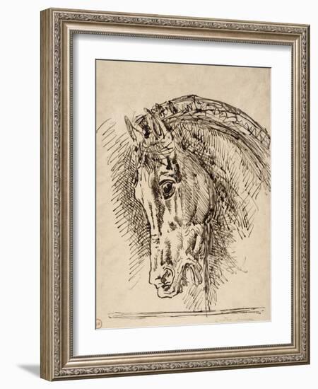 Etude de tête de cheval pour Diomède dévoré par ses chevaux-Gustave Moreau-Framed Giclee Print