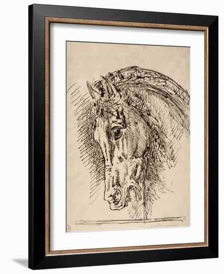 Etude de tête de cheval pour Diomède dévoré par ses chevaux-Gustave Moreau-Framed Giclee Print