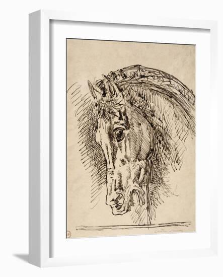 Etude de tête de cheval pour Diomède dévoré par ses chevaux-Gustave Moreau-Framed Giclee Print